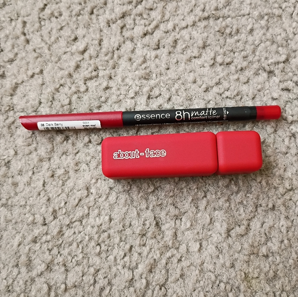 Essence 8h Matte Lip Liner and About-Face Matte Eyeshadow